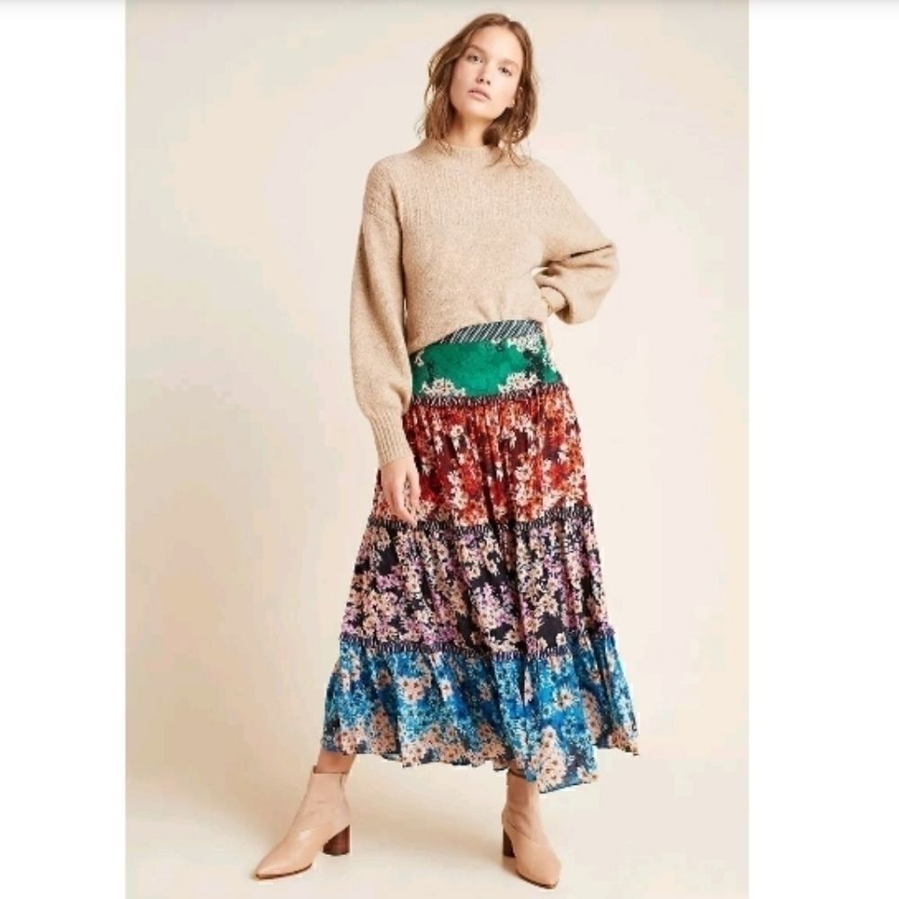 Bhanuni by jyoti Anarosa Tiered Maxi Skirt Size 4 - Picture 4 of 8